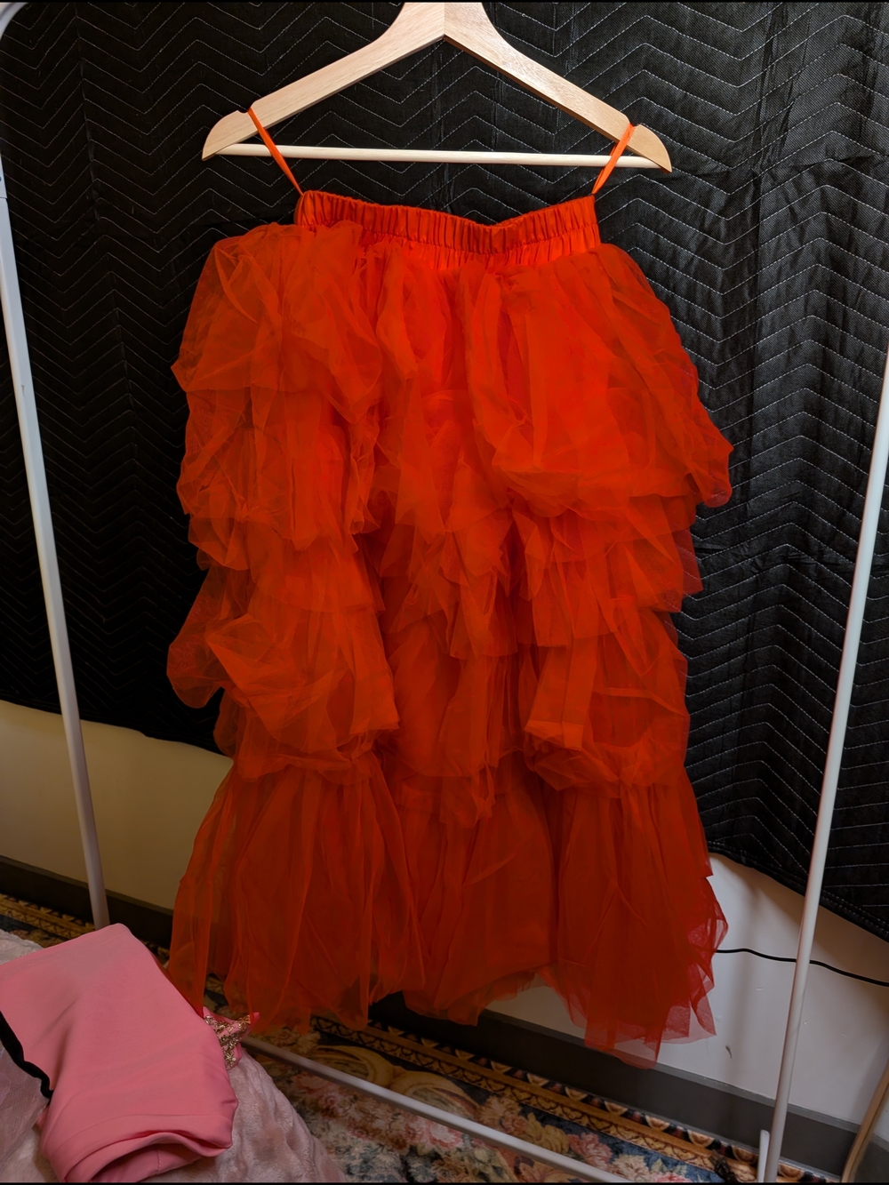 Red Ruffled Tulle Skirt